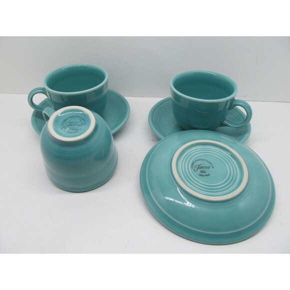 Homer Laughlin Fiesta Green Set Of 3 Cups And 3 Saucers - Picture 4 of 6